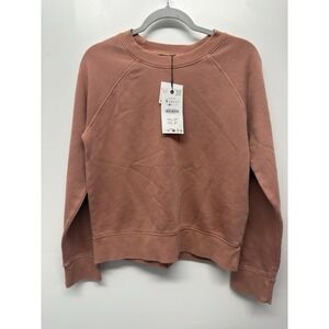 Zara Women's Sweatshirt Small Salmon Fleece Pullover Crew Neck Long‎ Sleeve #46